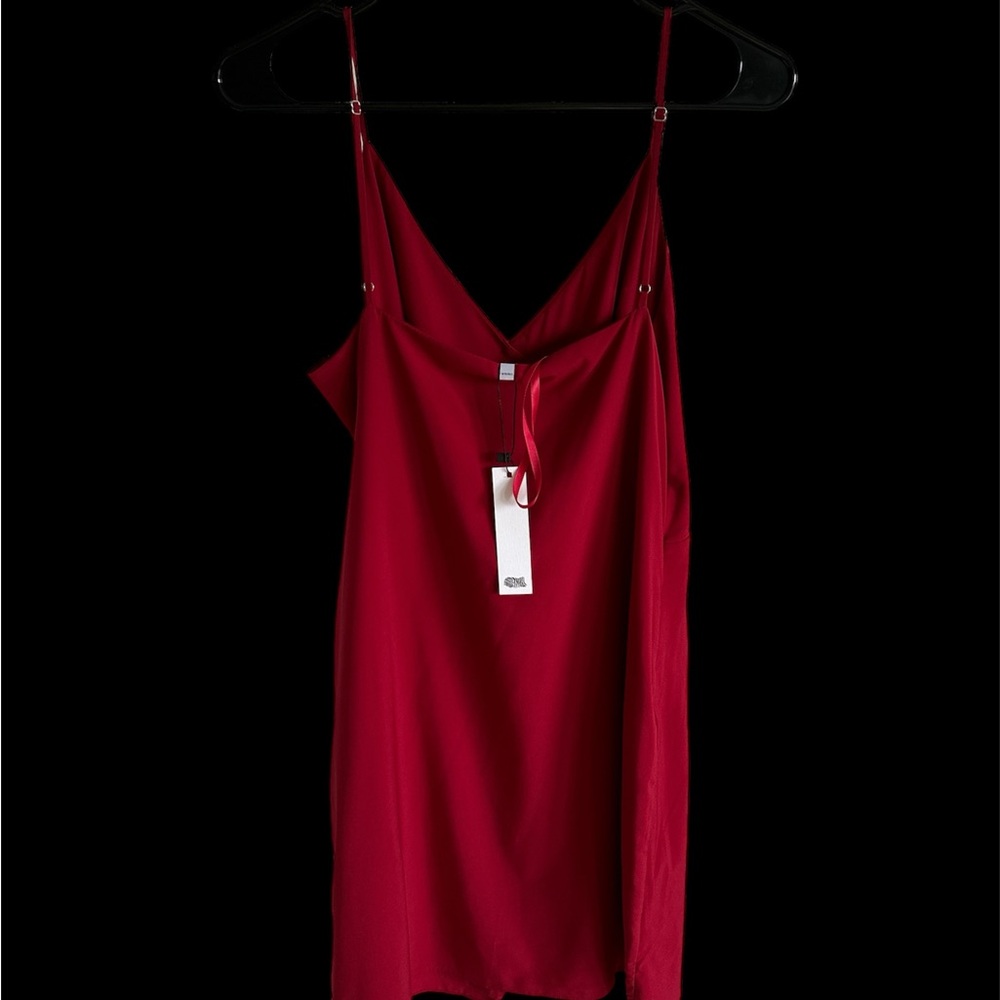 Silk Ruched Red Dress - Picture 2 of 3